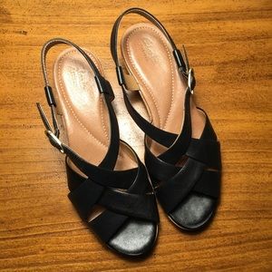 Clarks Artisan Black Cork Wedge Shoes, 6.5 M, NWOT